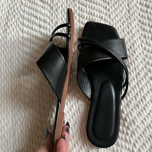 Black slip on sandals